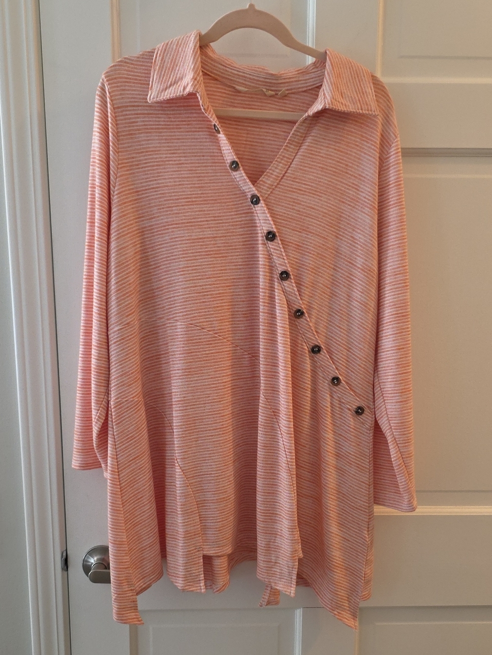 Striped Pink Button-Down Women's Top
